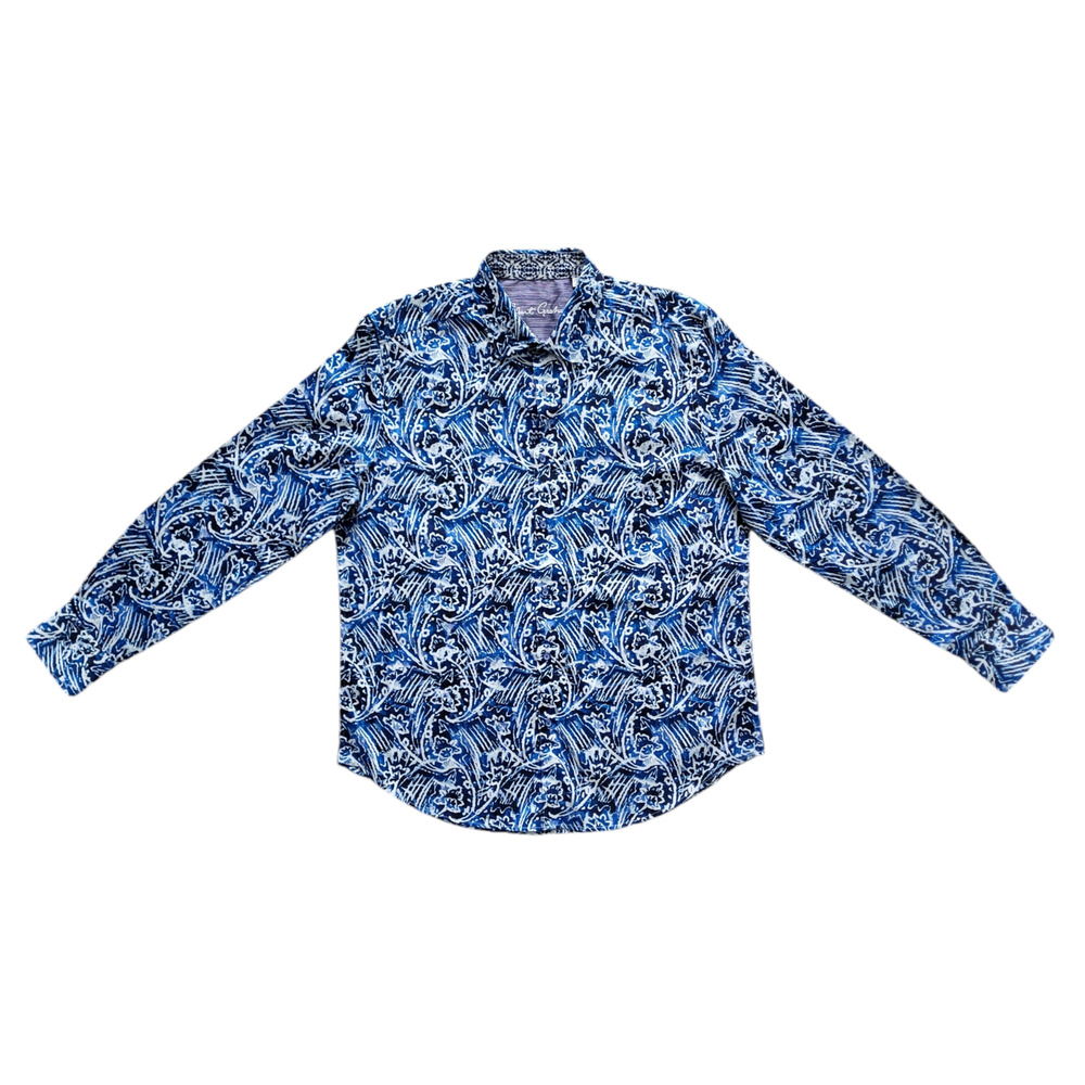 Robert Graham Arches Long Sleeve Button Down Shirt in Blue Men's Size Large